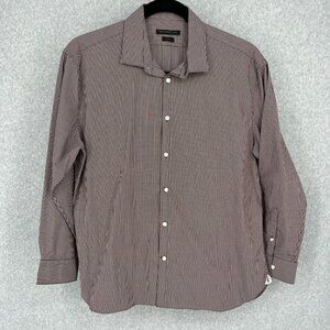 John Varvatos Mens Slim Fit Button Front Shirt Size 17.5 32/33 Black Red Plaid